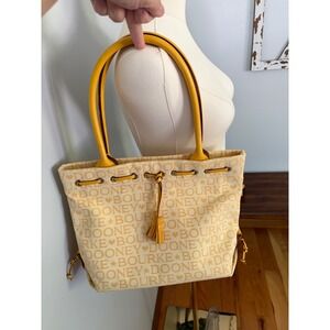 Vtg Dooney Yellow Shoulder Bag Tote Bag Pop Of Color Dandelion Yellow